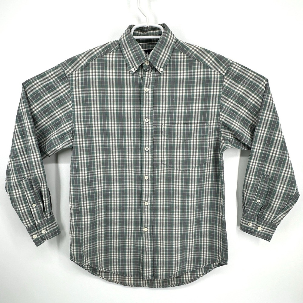 Gap Shirt Mens Small Green Plaid Button Up Long Sleeve Casual Vintage 90s